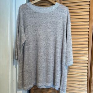Eileen Fisher Melange Tunic Knit Organic Linen Relaxed Large/X-Large Gray Marled